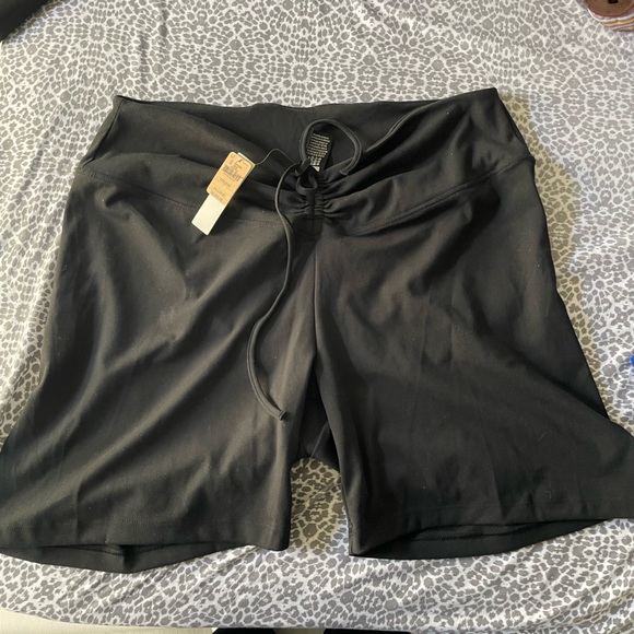 PINK ruched black biker shorts with drawstring *brand new* - Picture 1 of 6